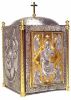 Imagen de Sagrario de mesa cm 62x37x37 (24,4x14,6x14,6 inch) Cristo Pantocrátor Cuatro Evangelistas bronce Puerta bicolor Oro Plata Tabernáculo de Altar