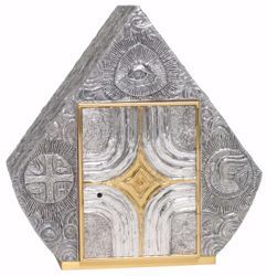Immagine di Tabernacolo da Mensa cm 43,5x42x25 (17,1x16,5x9,8 inch) Occhio di Dio Simboli religiosi Croce bronzo Porta bicolore Oro Argento Ciborio da Altare