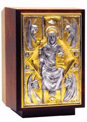 Immagine di Tabernacolo da Mensa cm 41x29x28 (16,1x11,4x11,0 inch) Cristo Pantocratore Quattro Evangelisti in legno Argento Bicolor Ciborio da Altare