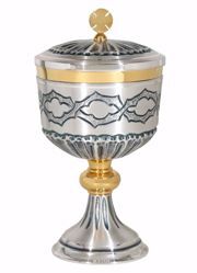 Picture of Liturgical Ciborium H. cm 24,5 (9,6 inch) with Knot Crown of Thorns in chiseled brass Silver 