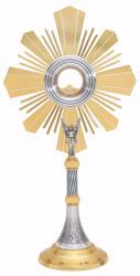 Picture of Large size Church Monstrance with lunette H. cm 71 (28,0 inch) grapes Ears of Wheat Angel Rays brass Silver for Blessed Sacrament