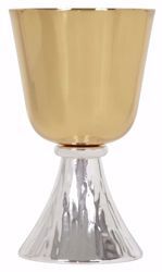 Picture of Liturgical Chalice H. cm 16 (6,3 inch) modern style with low Knot in brass Gold Silver for Holy Mass Altar Wine