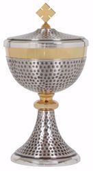 Picture of Liturgical Ciborium H. cm 22,5 (8,9 inch) with Knot in hammered brass Gold Silver 