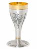 Picture of Liturgical Chalice H. cm 20 (7,9 inch) Grapes IHS in chiseled brass Gold Silver for Holy Mass Altar Wine