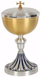 Immagine di Pisside liturgica H. cm 23 (9,1 inch) con Nodo base lavorata in ottone Oro Argento 