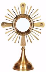 Picture of Church Monstrance Exposition for Magna Host cm 15 (5,9 in) H. cm 56 (22.0 inch) smooth satin finish Evangelists Rays of Light in brass Gold Silver 