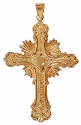 Immagine di Croce pettorale episcopale cm 10x6 (3,9x2,4 inch) Sacro Cuore Raggi di Luce in ottone Oro Argento Bicolor Croce vescovile