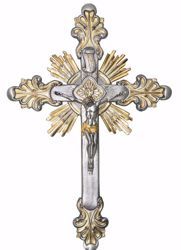 Crucifijo de muro cm 21,5x13 (8,5x5,1 inch) Cristo Crucificado INRI de  latón Oro Plata Cruz de pared para Iglesia