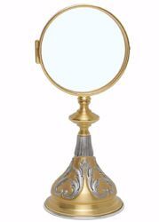 Picture of Eucharistic Shrine Monstrance for Magna Host cm 15 (5,9 in) removable ring H. cm 28 (11,0 inch) floral decorations in brass Gold Silver Bicolor 