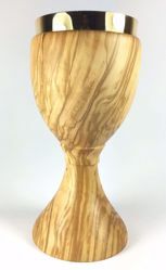 Picture of Eucharistic Chalice H. cm 20 (7,9 inch) central Knot in Olive Wood of Assisi