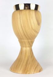 Picture of Small Eucharistic Chalice H. cm 15 (5,9 inch) central Knot in Olive Wood of Assisi