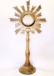 Picture of Church Monstrance for Magna Hosts H. cm 75 (29,5 inch) Rays of Light in Olive Wood of Assisi