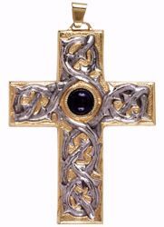 Immagine di Croce pettorale episcopale cm 9x7 (3,5x2,8 inch) Corona di Spine e Lapislazzuli Argento 800/1000 Bicolor Croce vescovile