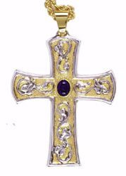 Imagen de Cruz pectoral episcopal cm 9x7 (3,5x2,8 inch) Lapislázuli de latón Bicolor Cruz para Obispo