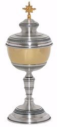 Picture of Liturgical Ciborium H. cm 26 (10,2 inch) corolla shape lathed foot in brass Gold Silver 