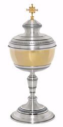 Picture of Large Liturgical Ciborium H. cm 35 (13,8 inch) corolla shape lathed foot in brass Gold Silver 