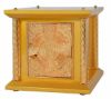 Imagen de Sagrario de mesa pequeño 4 Columnas cm 33x33x31 (13,0x13,0x12,2 inch) Cruz IHS Rayos de Luz de madera Oro Tabernáculo de Altar Iglesia