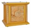 Immagine di Tabernacolo da Mensa piccolo 4 Colonne con Espositore cm 33x33x31 (13,0x13,0x12,2 inch) Croce IHS Raggi di Luce legno Oro Ciborio da Altare