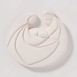 Immagine di Tondo Presepe Perla Sacra Famiglia cm 10 (3,9 inch) Scultura bassorilievo in argilla bianca Ceramica Centro Ave Loppiano