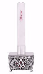 Immagine di Candeliere da Altare H. cm 12 (4,7 inch) Tralci d’Uva Smalto Rosso in bronzo Oro Argento Porta candela liturgico Lumiera da Chiesa