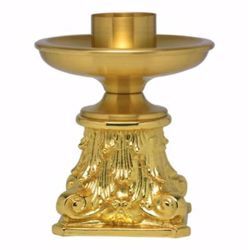 Immagine di Candeliere da Altare medio H. cm 14 (5,5 inch) Stile Barocco in ottone Oro Argento Portacandela liturgico Lumiera da Chiesa