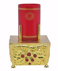 Immagine di Lampada da Altare Santissimo Sacramento H. cm 14 (5,5 inch) Tralci d’Uva Smalto Rosso bronzo Oro Argento Portalampada da Mensa