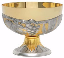 Immagine di Patena Pisside liturgica H. cm 11 (4,3 inch) Tralci d’Uva Spighe di Grano in ottone cesellato Oro Argento Bicolor 