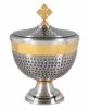 Picture of Low Liturgical Ciborium H. cm 16,5 (6,5 inch) smooth satin finish in hammered brass Gold Silver 