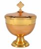 Picture of Low Liturgical Ciborium H. cm 16,5 (6,5 inch) smooth satin finish in hammered brass Gold Silver 