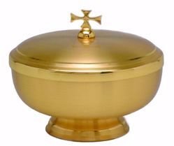 Immagine di Pisside liturgica bassa H. cm 8 (3,1 inch) finitura liscia satinata in ottone Oro Argento 