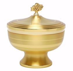 Picture of Liturgical Ciborium H. cm 18,5 (7,3 inch) modern style smooth satin finish in brass Gold Silver 