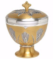 Picture of Liturgical Ciborium H. cm 15 (5,9 inch) Ears of Wheat in chiseled brass Silver Bicolor 