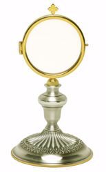 Immagine di Teca Eucaristica Ostensorio con esposizione H. cm 20 (7,9 inch) finitura liscia satinata ottone Oro Argento Santissimo Sacramento Chiesa