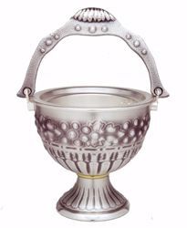 Immagine di Secchiello Acqua Benedetta H. cm 12 (4,7 inch) Uva in ottone cesellato Oro Argento Situla per Benedizione Acqua Santa