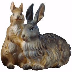 Imagen de Grupo de conejos cm 10 (3,9 inch) Belén Ulrich pintado a mano Estatua artesanal de madera Val Gardena estilo barroco