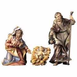 Picture of Holy Family 4 pieces cm 10 (3,9 inch) hand painted Ulrich Nativity Scene Val Gardena wooden Statues baroque style