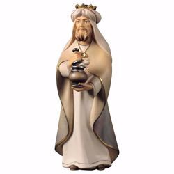 Immagine di Gaspare Re Magio Bianco in piedi cm 10 (3,9 inch) Presepe Cometa dipinto a mano Statua artigianale in legno Val Gardena stile Arabo tradizionale