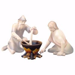 Immagine di Pentola su fuoco cm 10 (3,9 inch) Presepe Redentore dipinto a mano Statua artigianale in legno Val Gardena stile tradizionale