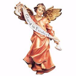 Picture of Red Glory Angel cm 12 (4,7 inch) hand painted Ulrich Nativity Scene Val Gardena wooden Statue baroque style