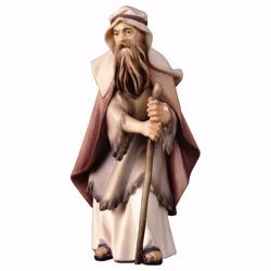 Picture of Old Herder with Crook cm 12 (4,7 inch) hand painted Ulrich Nativity Scene Val Gardena wooden Statue baroque style
