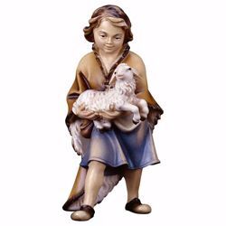Picture of Boy with Lamb cm 12 (4,7 inch) hand painted Ulrich Nativity Scene Val Gardena wooden Statue baroque style