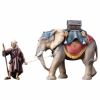 Immagine di Gruppo Elefante con Sella Bagagli 3 Pezzi cm 12 (4,7 inch) Presepe Ulrich dipinto a mano Statue artigianali in legno Val Gardena stile barocco