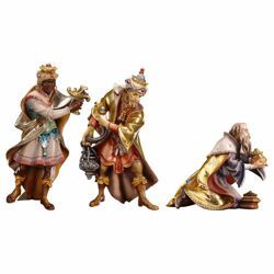 Picture of Three Wise Kings Group 3 Pieces cm 12 (4,7 inch) hand painted Ulrich Nativity Scene Val Gardena wooden Statues baroque style