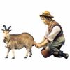 Picture of Shepherd milking a Goat 2 Pieces cm 12 (4,7 inch) hand painted Ulrich Nativity Scene Val Gardena wooden Statues baroque style