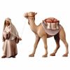 Immagine di Gruppo Cammello in piedi 3 Pezzi cm 12 (4,7 inch) Presepe Cometa dipinto a mano Statue artigianali in legno Val Gardena stile Arabo tradizionale