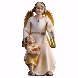 Picture of Guardian Angel with Girl cm 12 (4,7 inch) hand painted Saviour Nativity Scene Val Gardena wooden Statue traditional style