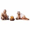 Picture of Herders group at the Fireplace 3 Pieces cm 16 (6,3 inch) hand painted Comet Nativity Scene Val Gardena wooden Statues traditional Arabic style