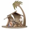 Immagine di Presepe completo Cometa 7 pezzi 16 cm legno dipinto a olio