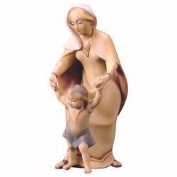 Imagen de Campesina con Niño cm 16 (6,3 inch) Belén Redentor pintado a mano Estatua artesanal de madera Val Gardena estilo tradicional