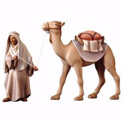 Imagen de Grupo Camello de pie 3 Piezas cm 16 (6,3 inch) Belén Redentor pintado a mano Estatuas artesanales de madera Val Gardena estilo tradicional